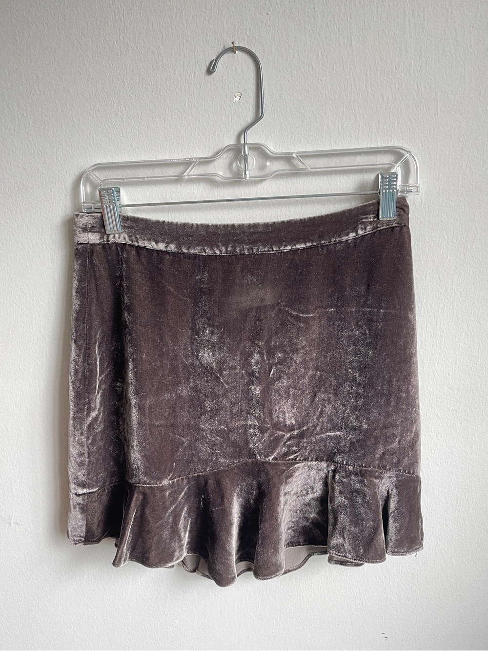 Whimsical Madewell Velvet Ruffle Hem Mini Skirt - Dusty Brown